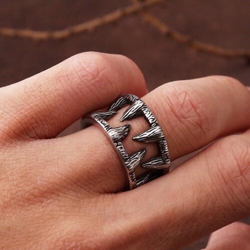 Retro Gothic Monster Teeth Ring Stainless Steel Devil Teeth Punk Rock Ring For Men Women Fashion Hip Hop Biker Jewelry Dropship