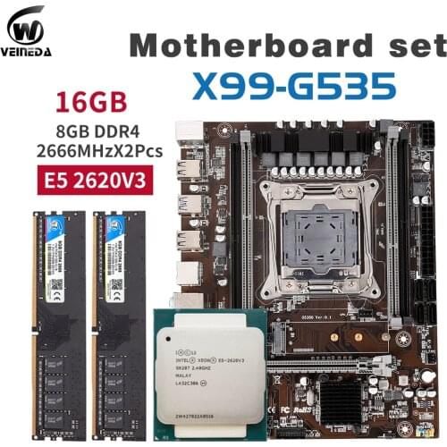 Motherboard Set CPU XEON E5 2620 V3 lga 2011-3 X99 D4 DDR4 With 2pcs X 8GB = 16GB 2666MHz DDR4 PC4 Memory