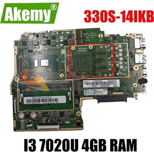 For Lenovo 330S-14IKB laptop motherboard W/ CPU i3 7020U 4GB RAM tested FRU 5B20R07616 5B20S95590 5B20S95587 Mainboard