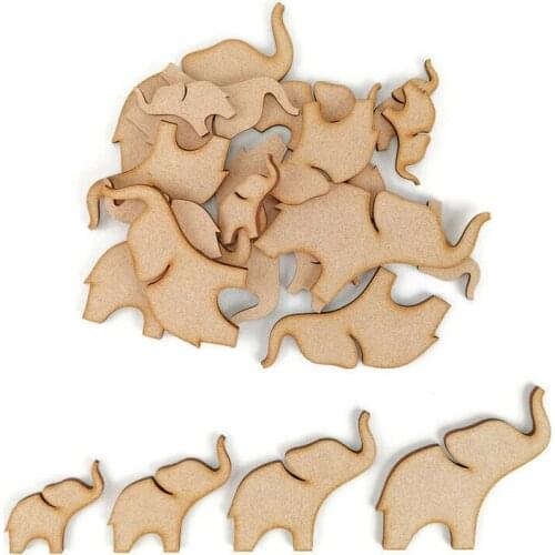 Cute Baby Elephant MDF Craft Shapes Wooden Blank Tag Decoration Nursery Animal