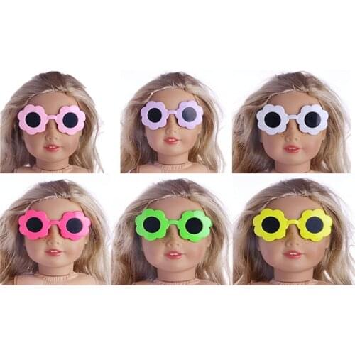 Fashion Sun Flower Shape And Simple Style Doll Glasses Fit 18inch American Baby&43cm born Baby For Our Generation Girl`s Gift