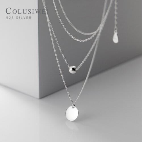 Colusiwei Fashion 925 Sterling Silver Simple Beads Balls Sequins Double Chain Pendant for Women Adjustable Necklace Fine Jewelry