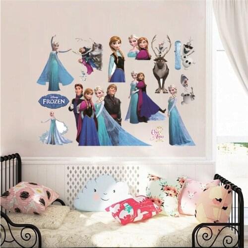 Cartoon Olaf Sven Kristoff Hans Prince Anna Elsa Princess Frozen Wall Stickers Home Decoration Anime Movie Mural Art Kids Decals
