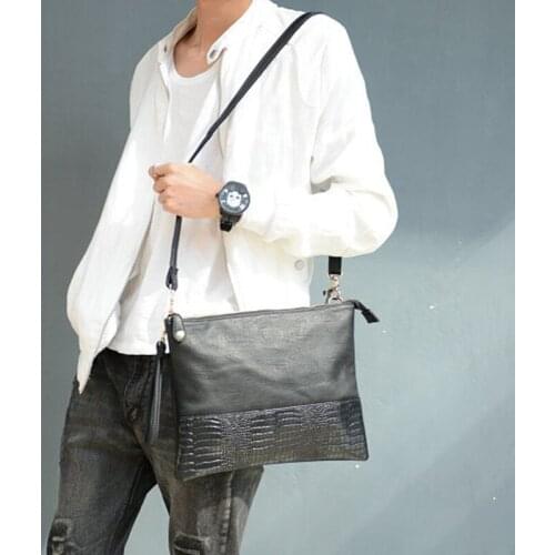 Male Envelope bag Simple Alligator Crocodile Leather Business Male Clutch Shoulder bag Fashion Day Clutches Masculina 2021 New