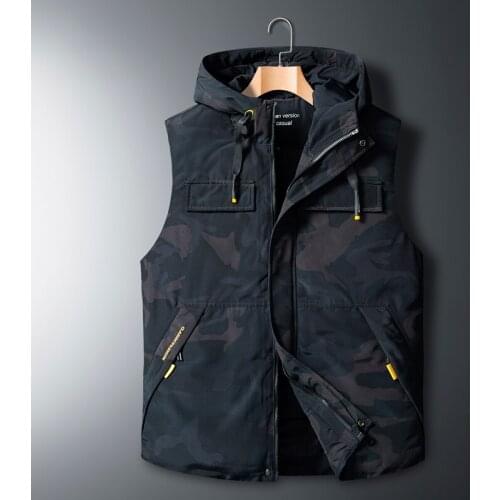 2021 Autumn Winter Sleeveless Jacket Down Vest Mens Warm Thick Hooded Coats Padded Waistcoat Plus OverSized 5XL 6XL 7XL 8XL