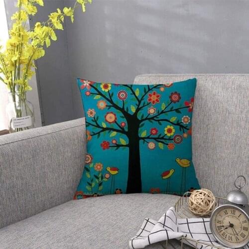 HGHO Set of 4 Linen Decorative Square Pillowcase Cushion Case for Home Office Dorm Cafe Throw Pillow Covers 18x18 Inch