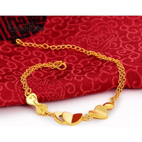NEW 24K Gold Love Transfer Bead Bracelet Vietnam Gold Color Lucky Bracelets for Women No Fade Jewelry Accessories