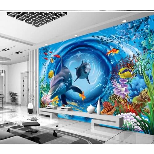 Papel de parede 3D underwater world of cartoon children room setting wall mural 3d wallpaper