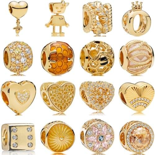 PDB ZZ 03 100% Silver 925 Jewelry 1:1 Gold Majesty Crown Heart Lock Radial Mothers Day Heart Original Jewelry