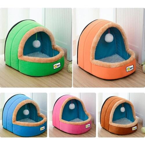 Winter Warm Soft Pet Cushion Travel Portable Dog Kennel Cat Castle For Drop Shipping Pet Dog Cat Bed Puppy House With Toy 2021