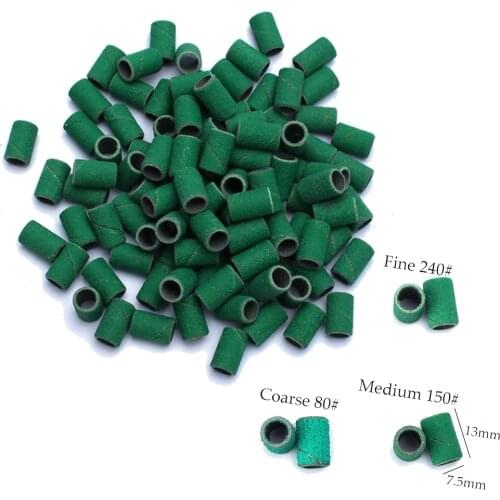100pcs Green Electric Nail Machine Nail Bit 80#150#240# Nail Art Sanding Polishing Nail File Attritor Tool Accessories