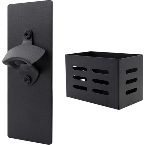 Simple Wall Mounted Magnet Beer Bottle Opener with Lid Collector