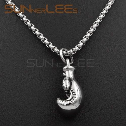SUNNERLEES Fashion Jewelry Stainless Steel Pendant Necklace Link Chain Punk Boxing Glove For Mens Womens SP49