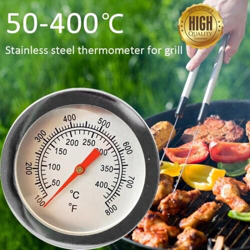 Stainless Steel BBQ Smoker Grill Thermometer Temperature Gauge 50-800 Degrees Fahrenheit 50-400 Degrees Celsius