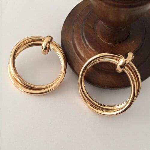 Trendy Gold Color Plating Big Circle Combined Stud Earrings For Women Casual Bohemia Elegant Modern High Quality Jewelry