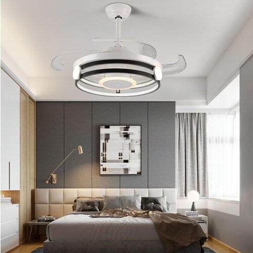 Fan light dining room chandelier living room with fan retractable fan light integrated simple modern fan light