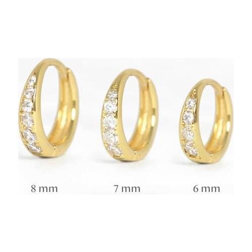 Inner diamater 6mm 7mm 8mm Mini small cz round earring minimal 925 sterling silver multi piercing tiny hoops