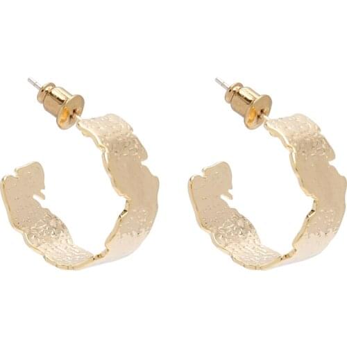 Badu Retro Simple Earrings Geometric Gold Metal Bump Texture Ear ring Women Fashion Trendy Exaggerated Earring