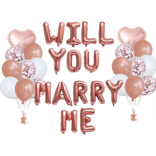 1set Multi Confetti Balloon Will You Marry Me Party Balloons Rose Gold Helium Ballons Boy Girl Supplies Decorations Valentine