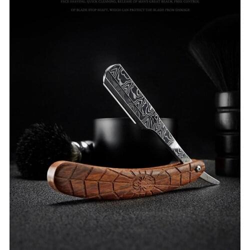 1pcs Manual Redwood Handle Shaving Mens Razor High Quality Professional Barber Hair Cut Razor Change Blade Type Shaving Knife