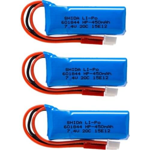 2S 7.4V 450mAh Lipo Battery 20C JST Plug Connector for 1:28 1/28 Upgrade RC Remote Control Car Model Vehicle Machine Parts