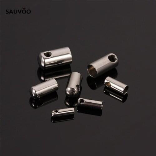 30pcs/lot Round Stainless Steel Crimp Clasps Cord End Caps Fits for 1.5/2/2.5/3/3.5/4/4.5mm Leather Cord Jewelry Findings