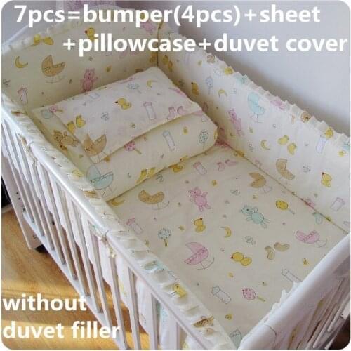 6/7PCS Baby bedding set cotton crib pieces set cot protector for babies decoracao quarto bebe , 120*60/120*70cm