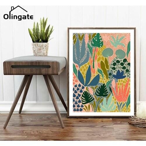 Abstract Flower Picture Prints Modern Multicolored Garden Plants Wall Art One Piece Wall Poster Home Decor Gallery Aisle Garden