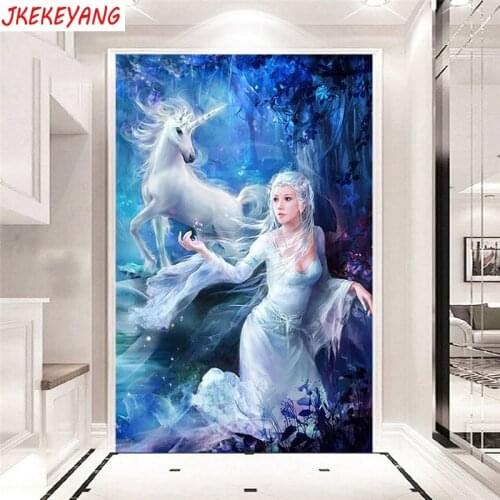 Large 5D DIY square/round Diamond painting Beauty and unicorn Cross Stitch Diamond Embroidery Pattern Rhinestone J2297