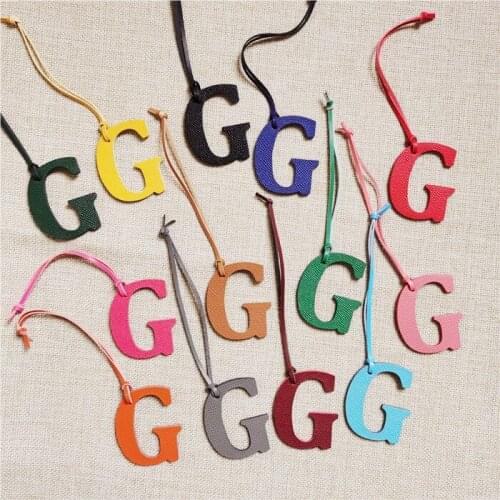 Rainbery DIY Alphabet A-Z G Genuine Leather Initial Capital English Letter Keychain Backpack Pendant Ladies Women Bag Charm