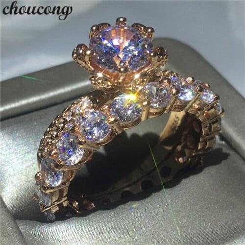 Choucong Fashion Flower ring set 3ct Clear 5A zircon Cz Rose Gold Filled 925 silver Engagement Wedding Band Rings For Women Gift