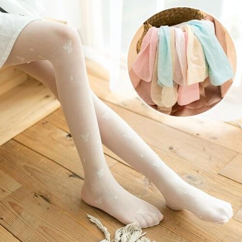 Childrens cute butterfly flower anti-hook silk pantyhose summer ultra-thin student white dance socks baby mosquito socks