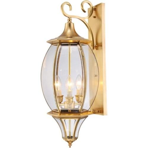 Europe Copper outdoor Wall lamp balcony aisle corridor staircase wall lamp retro LED waterproof glass garden lights