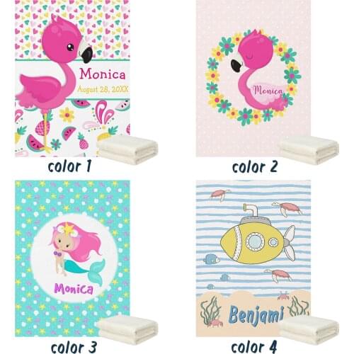 LVYZIHO Boys Nautical Yellow Submarine / Mermaid /Pink Flamingo Baby Blanket - 30x40 / 48x60 / 60x80 Inches - Fleece Blanket