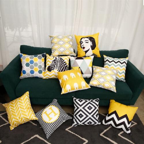 Geometric Pattern Cotton Linen Solid Sofa Cushion Cover 45x45cm Decorative Throw Pillow Case Cover for Car Seat Chair Decor