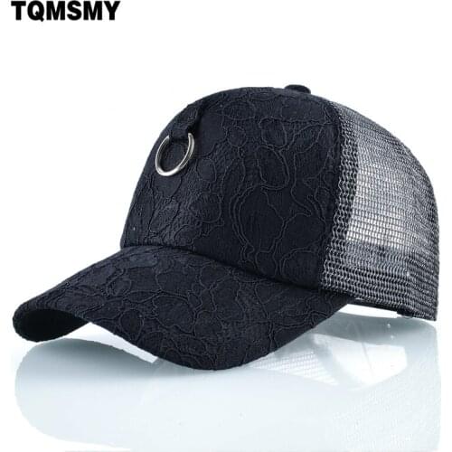 TQMSMY Lace Snapback cap womens Baseball caps girls sun hat Iron ring bone mesh Hip hop gorras summer Visor hats for women