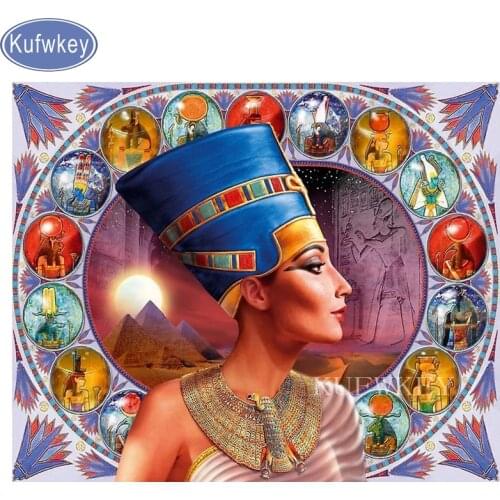 Kufwkey Fashion 5D DIY Diamond Painting Nefertiti,egyptians Diamond Embroidery Portrait,Cross-Stitch,Mosaic,stickers,Wall Art