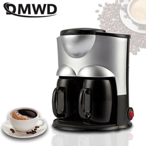 DMWD 1 Cup / 2 Cup Mini Drip Coffee Maker 220V Personal American Coffee Machine With Coffee Cup Tea Pot For Home And Office