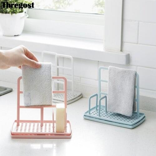 Thregost Multifunction Kitchen Clean Rag Rack Plastic Drain Wipes Sponge Holder Racks Scouring Pad Storage Rack