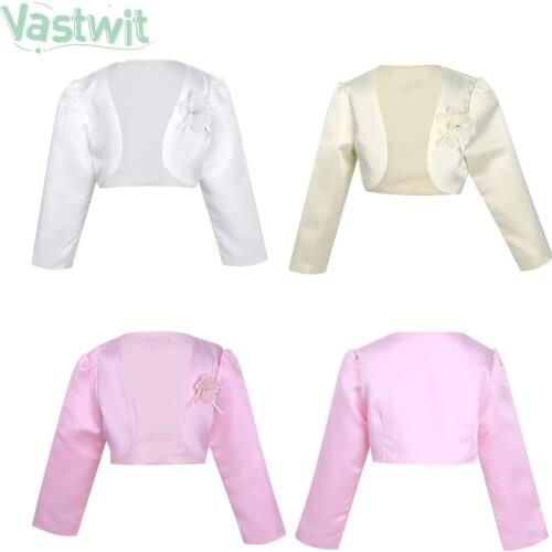 Children Kid Long Sleeve Flower Bolero Jacket Bridal Shrug Cape Wedding Party Dress Cloak Shawl Shrug Outerwear Flower Girl Coat