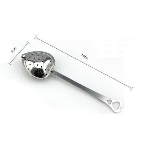 Stainless Steel Heart Shape Tea Infuser 200pcs/lot Spoon Strainer Steeper Fashion Handle Shower Tea Filter Free Shipping