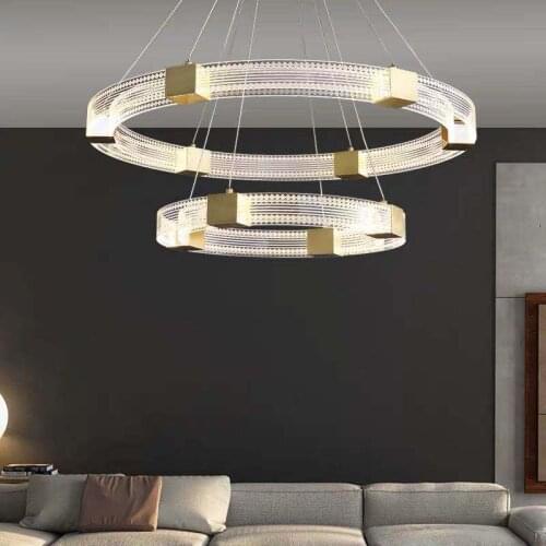 Nordic living room simple acrylic Chandelier modern home round Hanging Light restaurant light luxury LED Chandelier Lighting