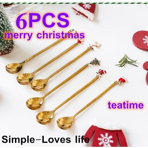 New Year 2021 Metal Merry Christmas Spoons Xmas Party Tableware Ornaments Christmas Decorations For Home Kitchen Table
