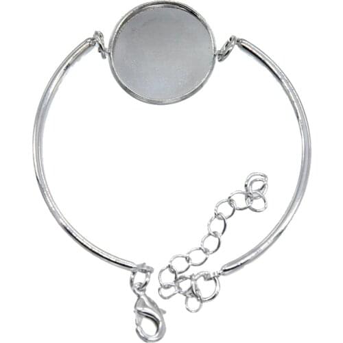 Wholesale 2pcs Bangle Settings Bracelets DIY Making Accessories 20mm Round Blank Cabochon Bracelet Base Trays