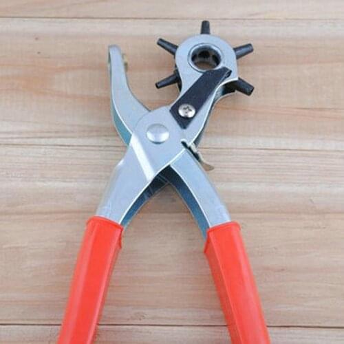 Wholesale Charms Heavy Duty Revolving Leather Card Watch Belt Hole Punch Hand Pliers Punch Tool Eyelet Plier 6 Sized