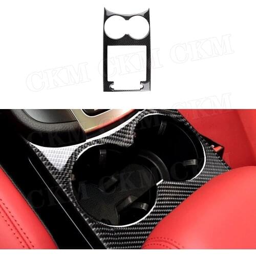 Carbon Fiber Car Gear Shift Panel Water Cup Holder Trim Frame Cover Sticker for Porsche Macan 2015-2018