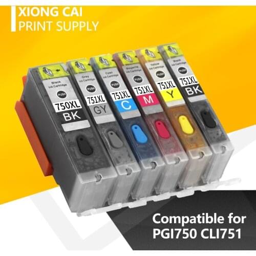 PGI750 CLI75 refillable ink cartridge for canon IP7270 MG5470 MX727 MX927 MG5570 MG5670 MG6470 IX6770 IX6870