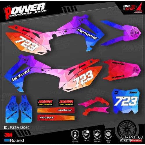 PowerZone Custom Team Graphics Backgrounds Decals 3M Stickers Kit For HONDA 2014-2017 CRF250R 2013-2016 CRF450R 060