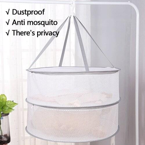 Clothes Storage Layer Clothes Drying Net Collapsible Windproof Clothes Basket Polyester Breathable Dry Socks Drying Rack