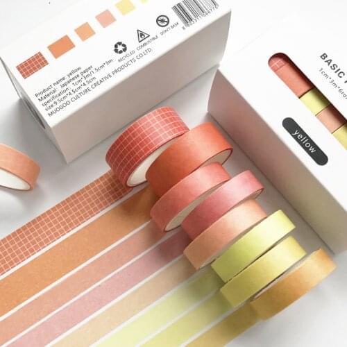 Solid Grid Washi Tape Vintage Kawaii Scrapbooking DIY Diary Planner Techo Cute Washi Tape Set 8 Rolls Scrapbook Washi Tapes